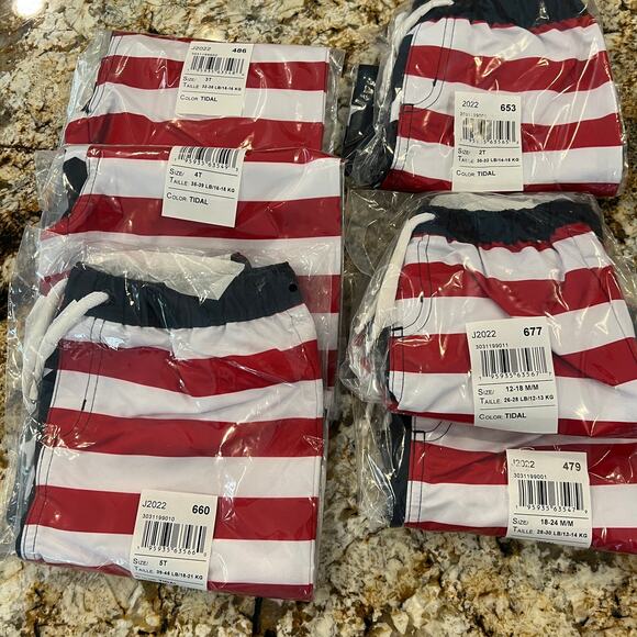 NWT Gymboree Boys Red, White & Blue American Flag Swim Shorts/suit - Picture 11 of 11